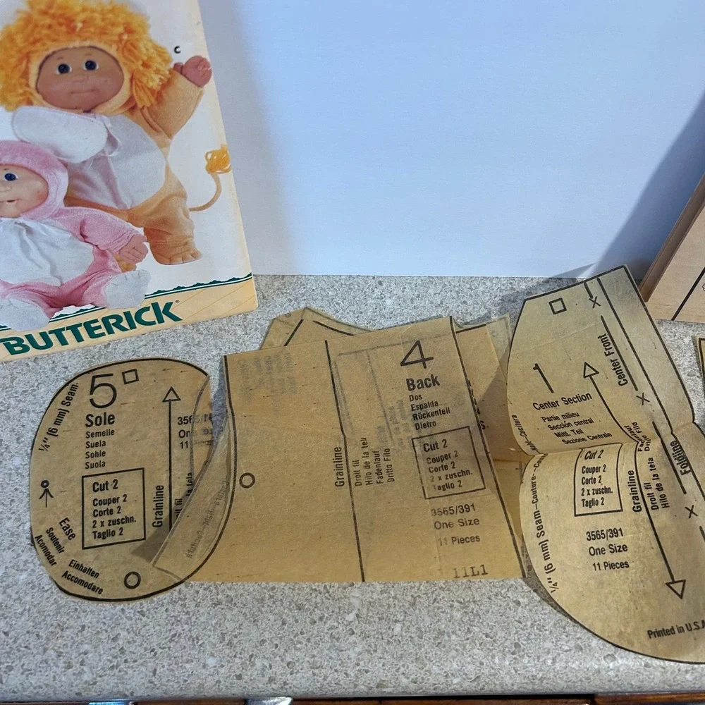 Butterick‎ Cabbage Patch Kids Doll Sewing Pattern 391 Animal Costumes Bunny Lion
